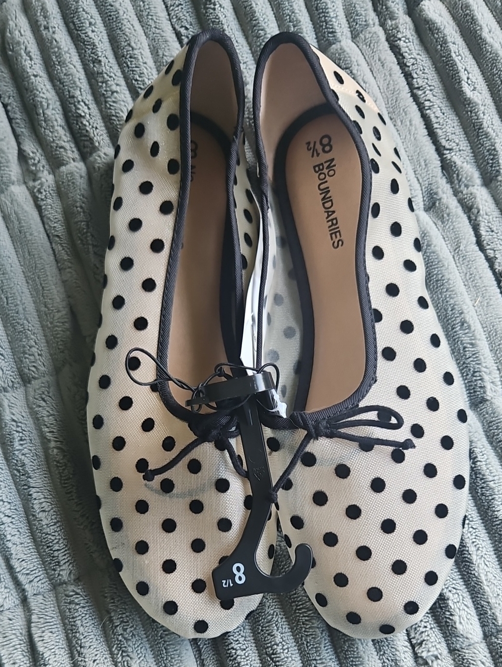 No Boundaries Cream and Black Polka Dot Ballet Flats